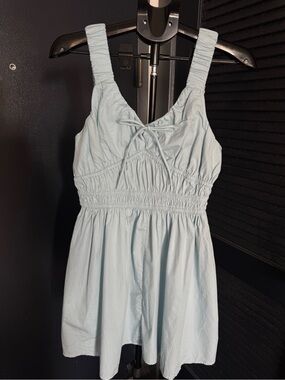 NWT ASOS DESIGN Light Blue Cotton Smocked Mini Dress Size 8